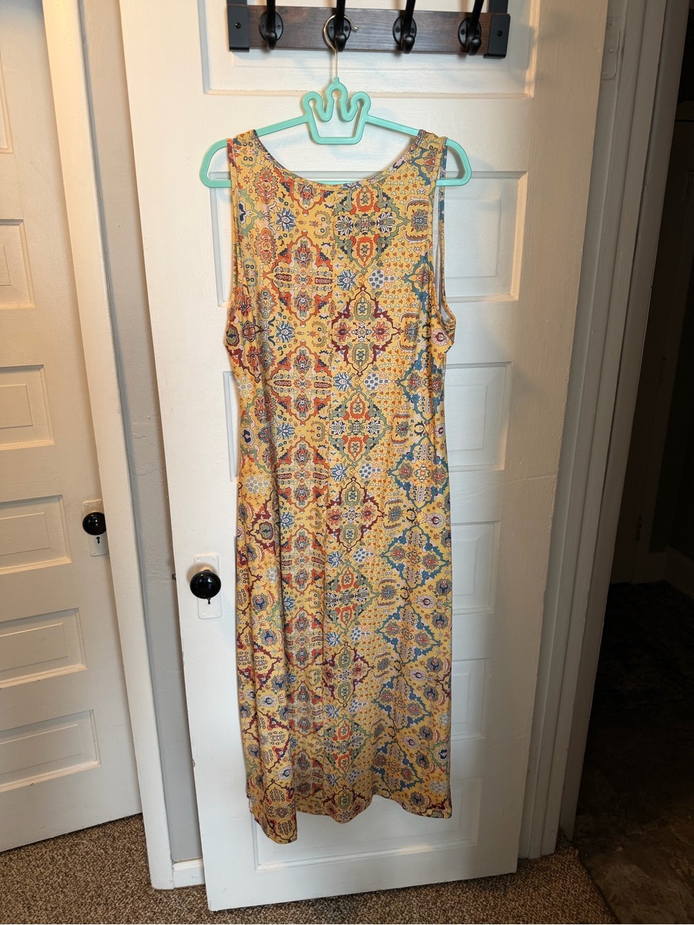 Yellow Floral Mosaic Sleeveless Maxi Dress